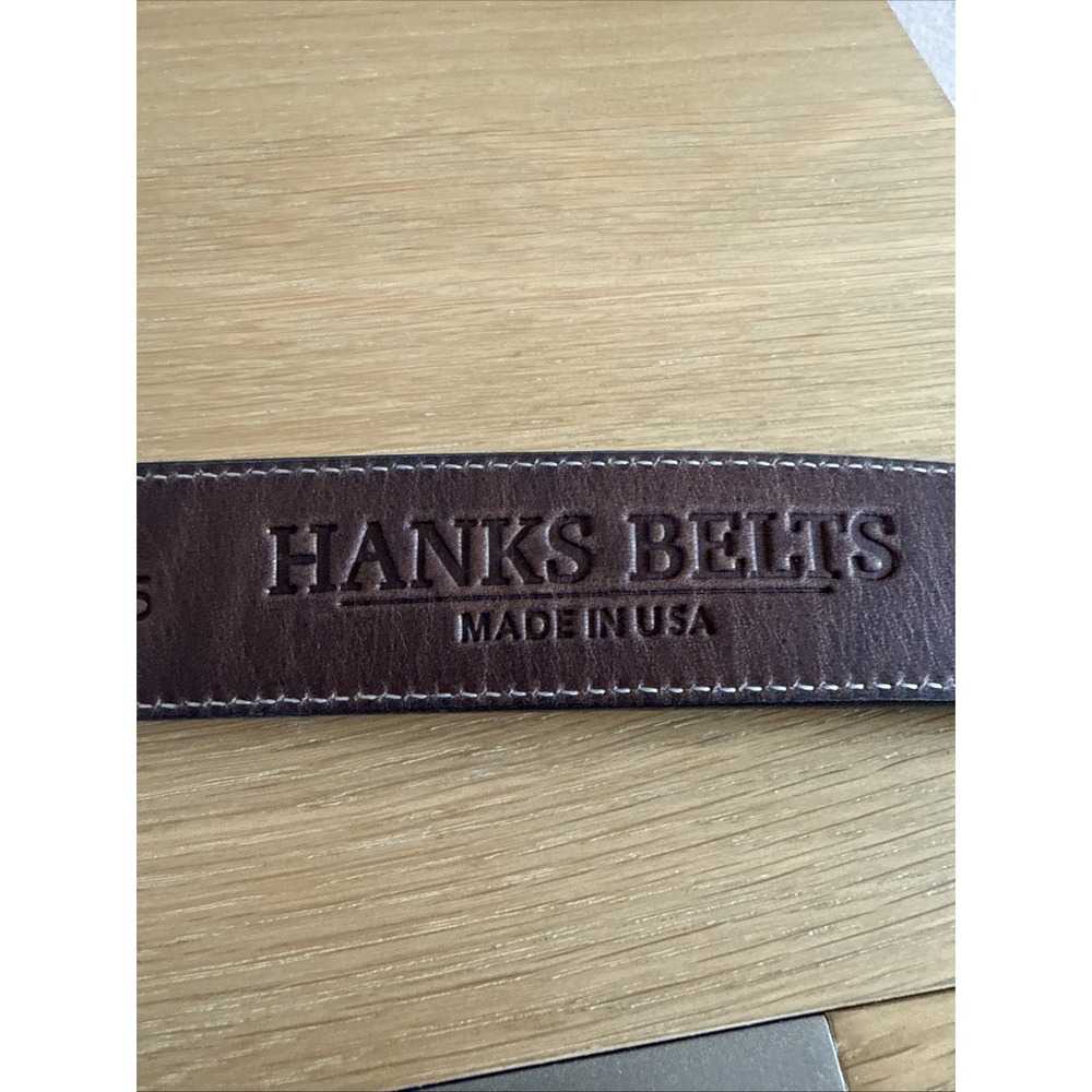 Hanks Belts Men's 46 Model 2865 Genuine Full Grain Leather Brown Made In USA - Picture 6 of 10